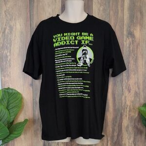 Anvil Black Graphic Video Game Addict Men's Tee XL          P359